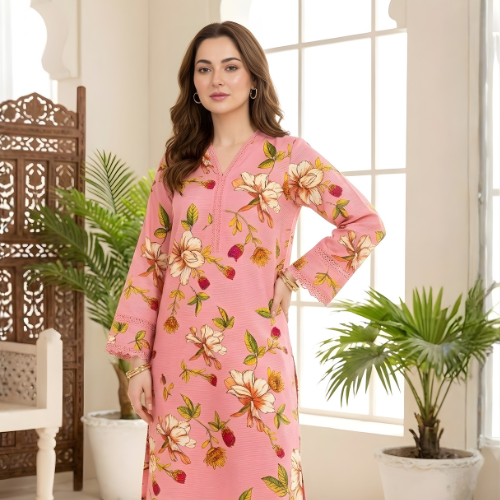 Light pink Printed Lawn